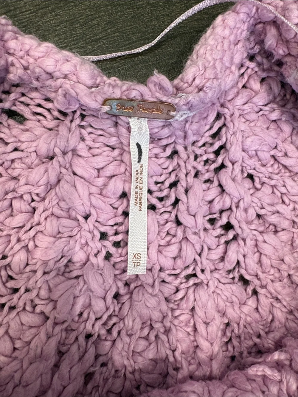 Free People In A Swirl Lilac Boutique Open-Knit Pullover Size XS
